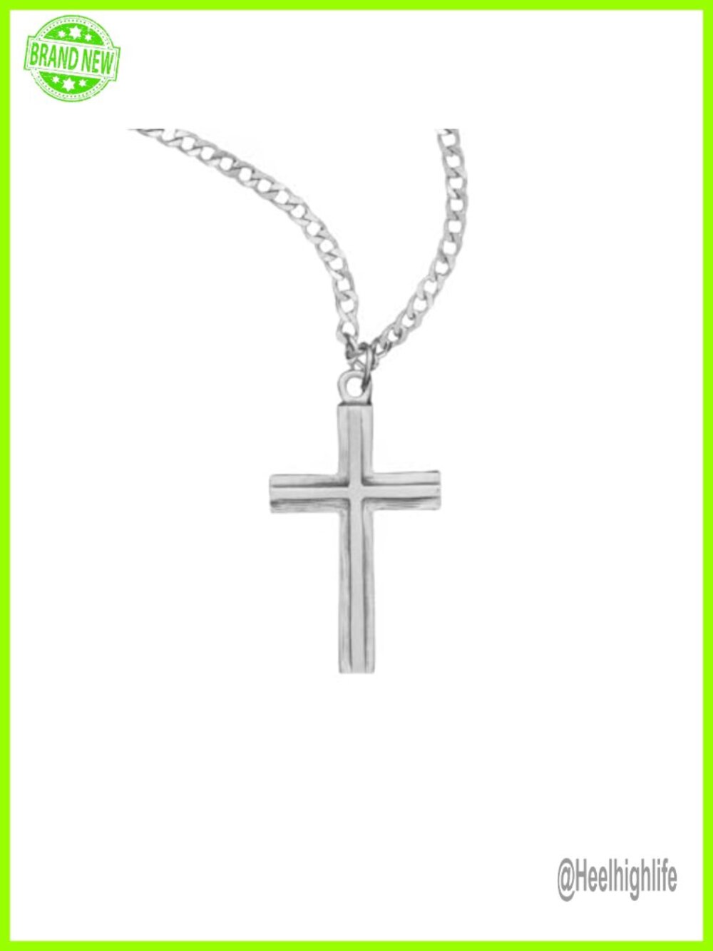 Pewter Cross Pendant Necklace 22in Satin Finish Faith Jewelry